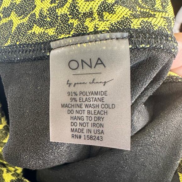 ONA By Yoon Chung Neon Green Cheetah Activewear Leggings Womens Small High Rise - Picture 9 of 9